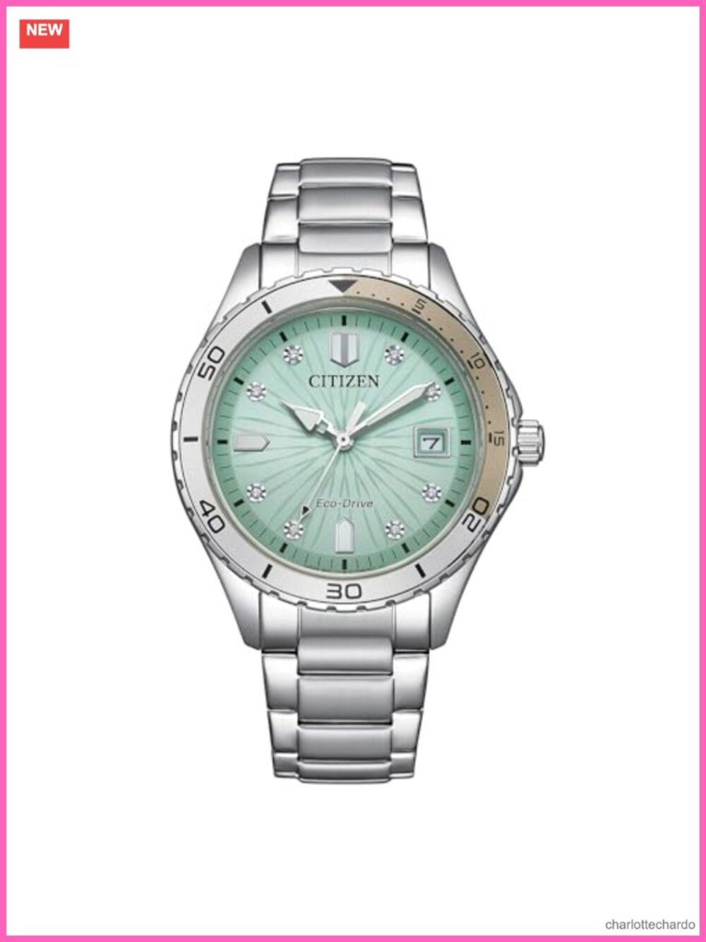 Citizen Eco-Drive Crystal Weekender Sport Casual Watch Stainless Steel